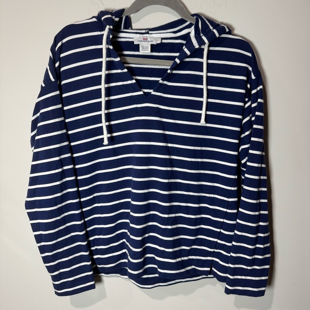 Vineyard Vines Navy and White Striped Hoodie